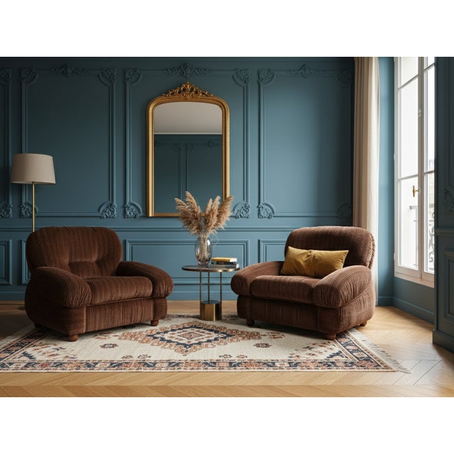 Step into a world of timeless comfort and sophisticated design with this exceptional pair of italian armchairs from the...