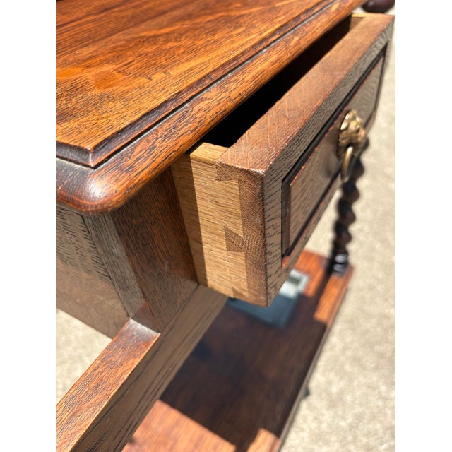 Brown Antique European Hall Tree With Center Mirror, Glove Box and Umbrella Stands For Sale - Image 8 of 11