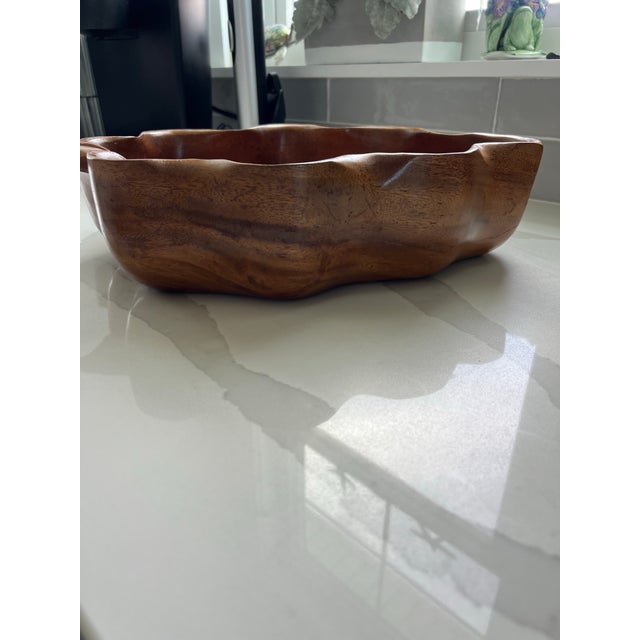 Mid Century Monkey Pod Wood Hawaiian Leaf Shaped Bowl For Sale - Image 9 of 9