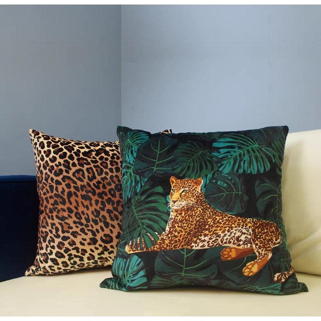 18-Inch Leopard Print Throw Pillow For Sale - Image 4 of 5