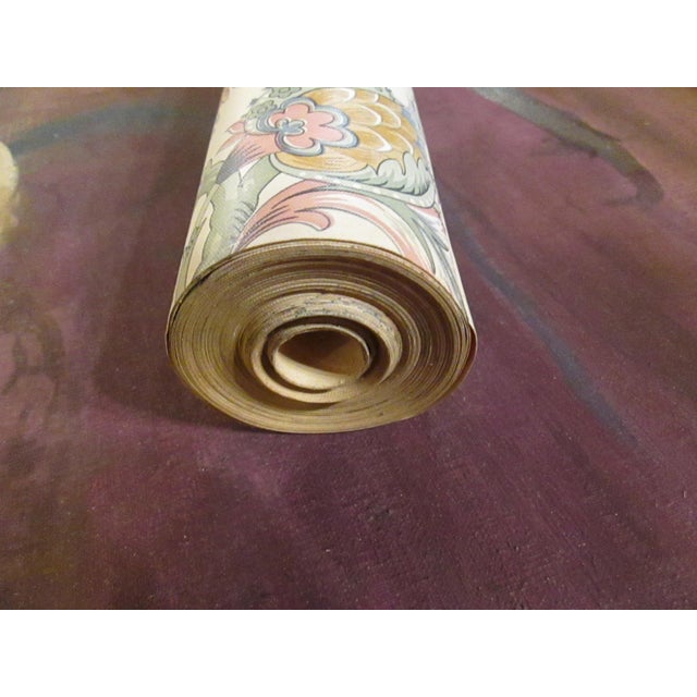 Paper 1970s Vintage Blue Floral Paisley Motif Wallpaper For Sale - Image 7 of 8