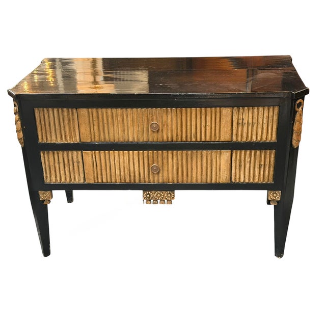 Art Deco Style Ebonized & Giltwood Chest of Drawers Nightstand Commode.