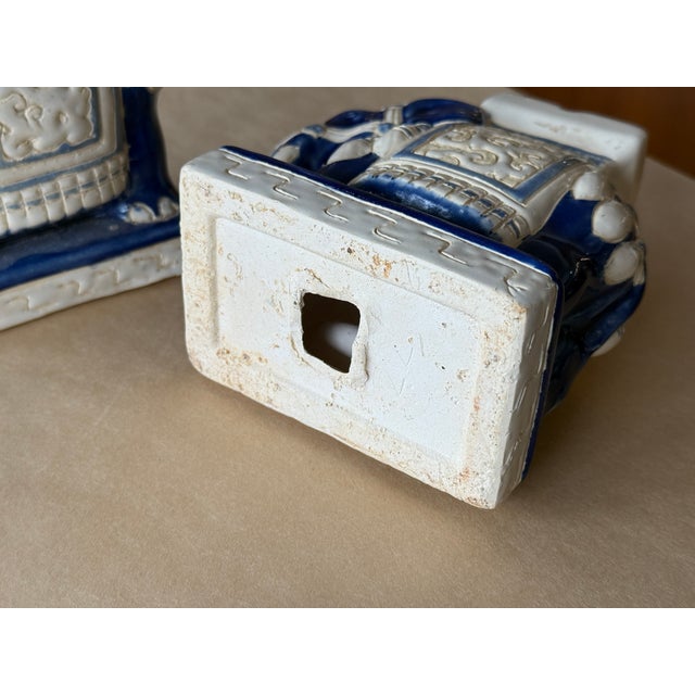 Ceramic Vintage Elephant Chinoiserie Ceramic Glazed Candle Holders Pair For Sale - Image 7 of 8