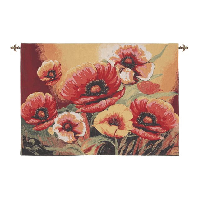 Summer Poppies Tapestry - 85 X 120 Cm (2'10" X 3'11") - Requires Rod Size 3 For Sale