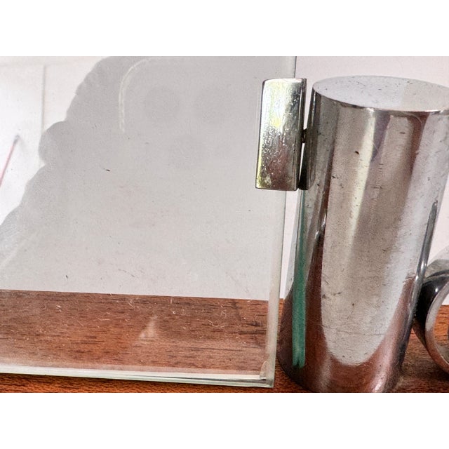 Art Deco Picture Frame with Brown Wood and Chrome Structure Mirror, France, 1930s For Sale - Image 10 of 16