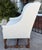 Spanish 18c Style Dennis & Leen Wingback Arm Chair W Nancy Corzine Fabric - 1 of 2 Available For Sale - Image 3 of 6