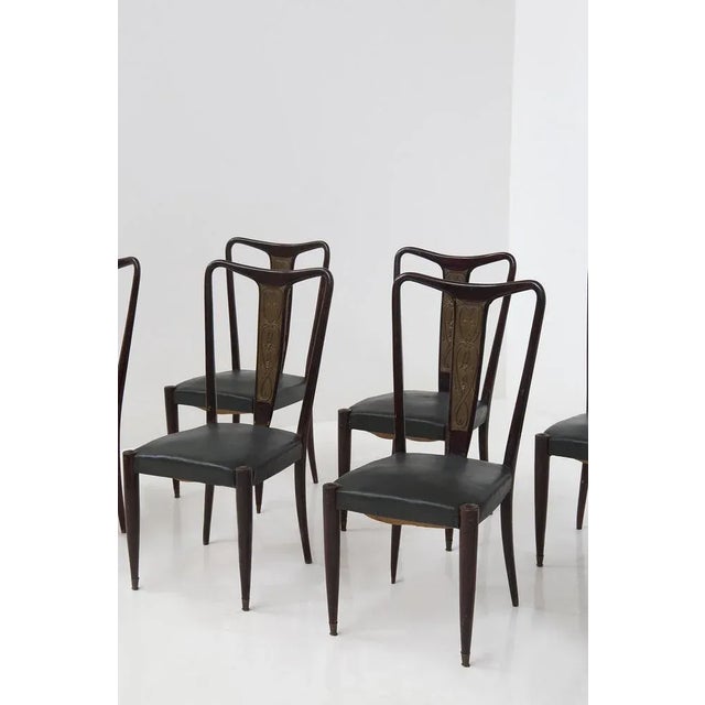 Vintage Italian Dining Chairs in Green Leather, 1950s, Set of 8 For Sale - Image 10 of 11