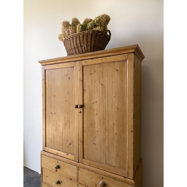 English Antique Linen Press, Storage Cabinet With Drawers For Sale - Image 3 of 12