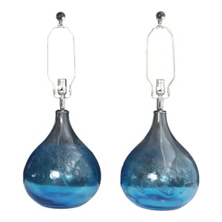 Mid 20th Century Seguso Style Hand Blown Murano Lamps - a Pair For Sale