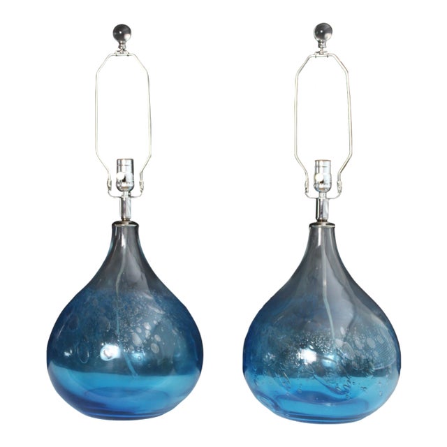 Mid 20th Century Seguso Style Hand Blown Murano Lamps - a Pair For Sale
