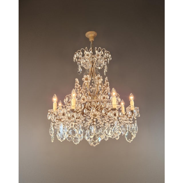 Elegant Antique Crystal Candelabra Chandelier - A Marvel of Art Nouveau Craftsmanship Introducing a truly exceptional...