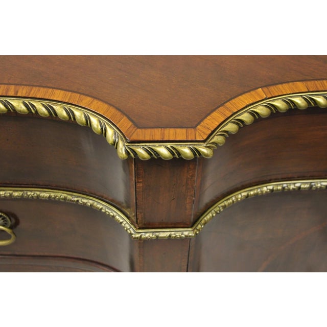 Early 20th Century Antique French Louis XVI Style Mahogany Bow Front Bombe Buffet Commode Chest For Sale - Image 5 of 12