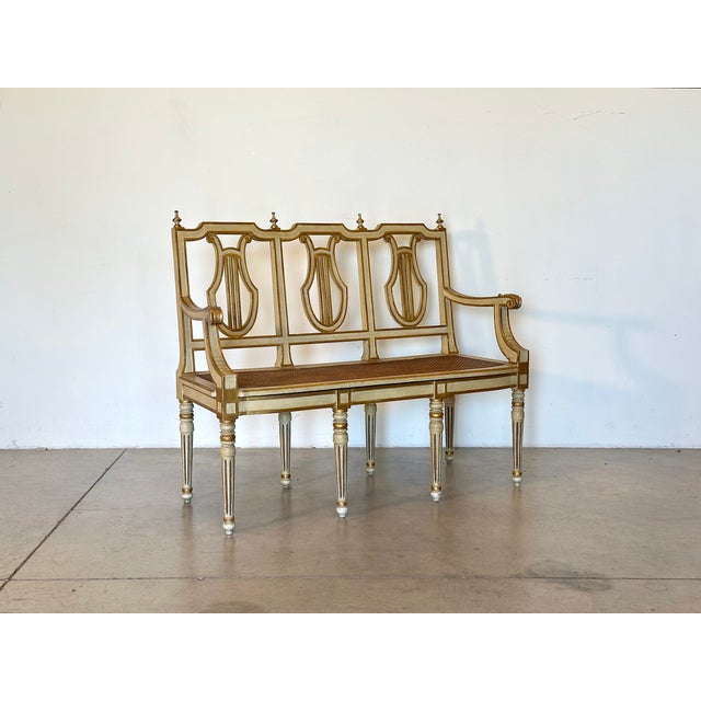 Bench in Lacquered Wood and Vienna Straw, 1960s For Sale - Image 10 of 10
