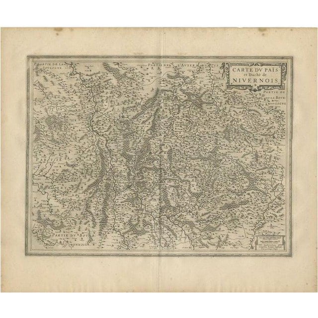 Antique Map of Nivernais attributed to Janssonius, 1657 For Sale