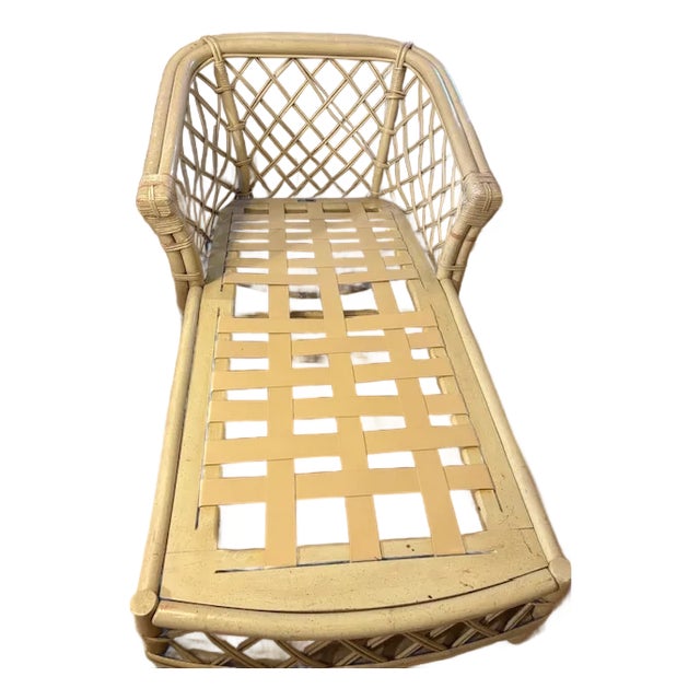 FIcks Reed Hollywood Regency Rattan Chaise Loung For Sale