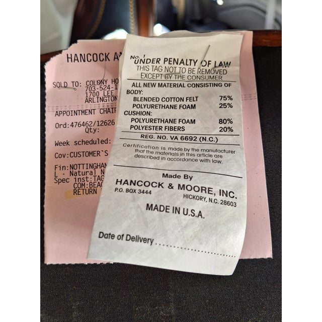 Pair of Hancock & Moore Georgian Style Mahogany and Blue Velvet Upholstered Chairs For Sale - Image 15 of 16