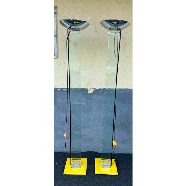 Mid century modern max Magyars style torchiere lamps. Made in the 1980s