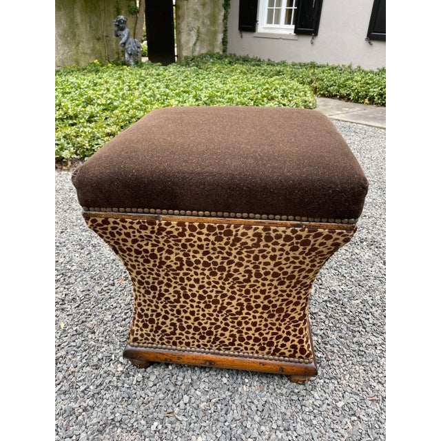 Exotic Pair of Animal Print Upholstered Ottomans For Sale - Image 11 of 13