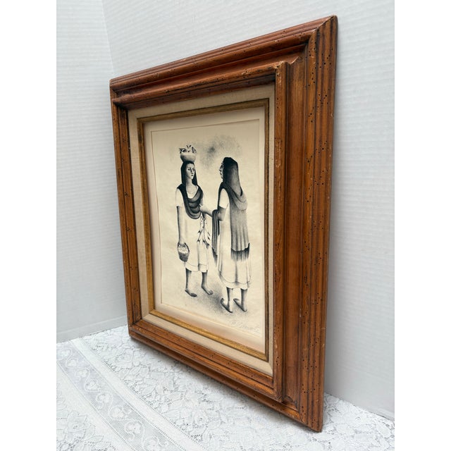 Unique and rare limited edition signed Francisco Dosamantes framed lithograph, 1947. The lithograph features fishwives at...