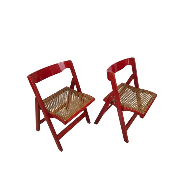 Red Lacquered Trieste Folding Chairs attributed to Aldo Jacober, 1960s, Set of 2 For Sale - Image 10 of 10