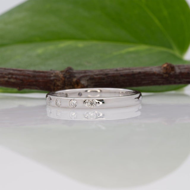 Earth Mined Diamonds Band Ring in Solid 14k Gold – Stackable Minimalist Jewelry, Size 6.75 For Sale In Columbus - Image 6 of 9