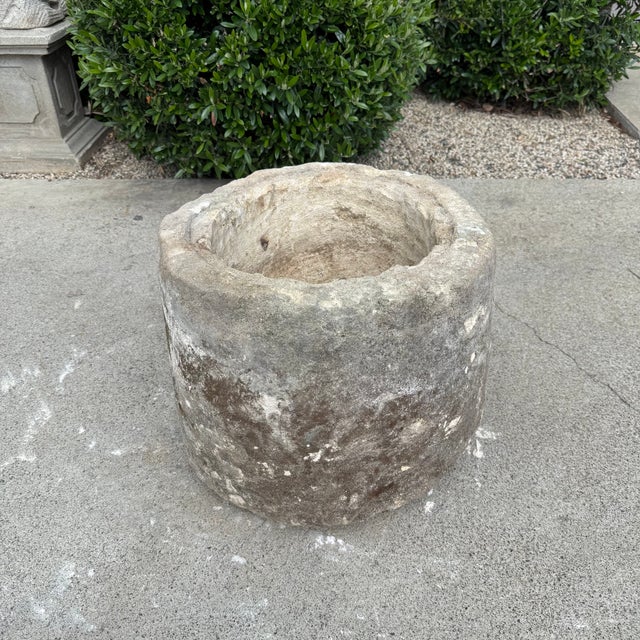 Contemporary Antique Limestone Trough 5526f 19"d For Sale - Image 3 of 8