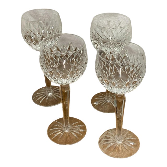 Set of 4 Hock Wine Boyne (Cut Foot) by Waterford Crystal For Sale