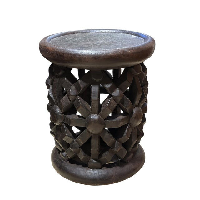 Brown Vintage Lg Tribal Nobility Bamileke Spider Stool/Table Cameroon 19.5" H For Sale - Image 8 of 10