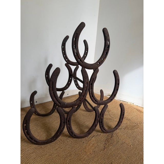 Mid-Century Modern Vintage Horseshoe Wine Rack For Sale - Image 3 of 5