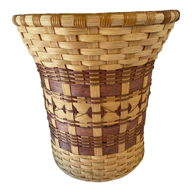 Vintage Tall Waste Basket or Planter Basket For Sale