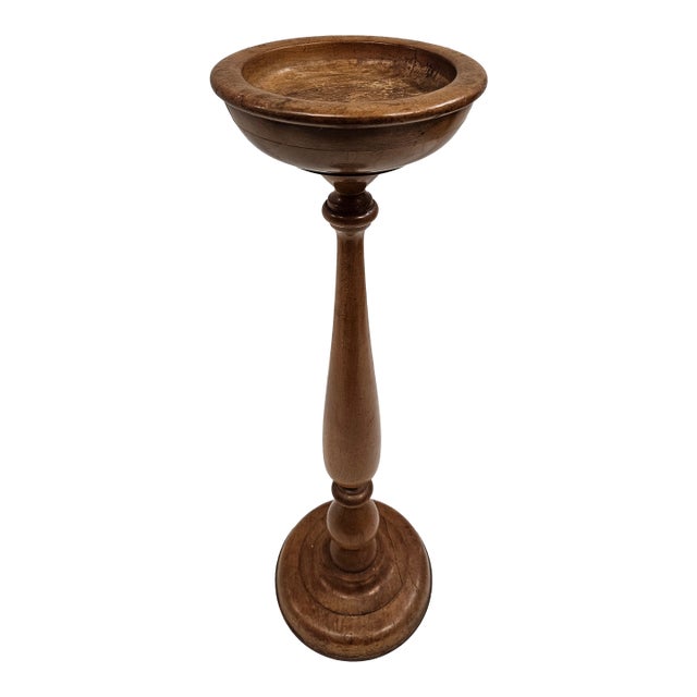 Antique Wooden Candle Stand or Pedestal Bowl For Sale