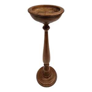 Antique Wooden Candle Stand or Pedestal Bowl