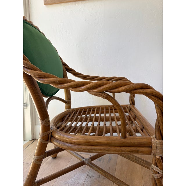 Vintage McGuire San Francisco Twisted Rattan Armchair in Emerald Green For Sale - Image 12 of 12
