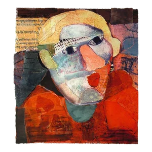 "Contact 7" Acrylic and Collage by Nancy Egon Nikkal