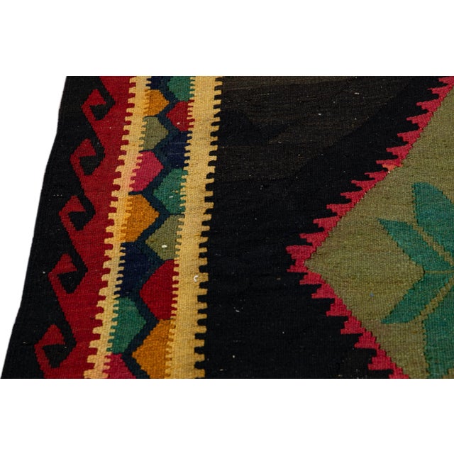 Vintage Kilim Brown Handmade Flatweave Tribal Wool Runner For Sale - Image 4 of 10