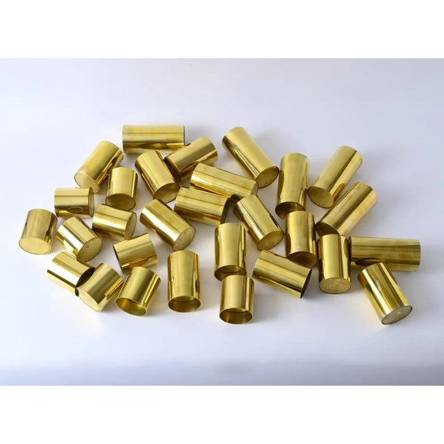 Modern Danish Brass Cylinder Candle Holders, 1970s, Set of 29 For Sale - Image 3 of 9
