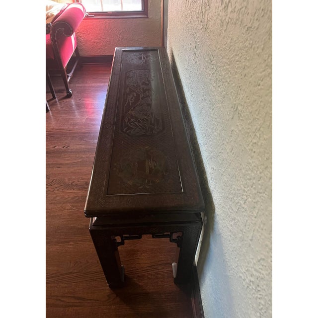 Chinoiserie 1980 John Widdicomb Asian Chinoiserie Console Table From Estate of Ralph Branca MLB Pitcher 1926-2016) Rye, Ny For Sale - Image 3 of 7