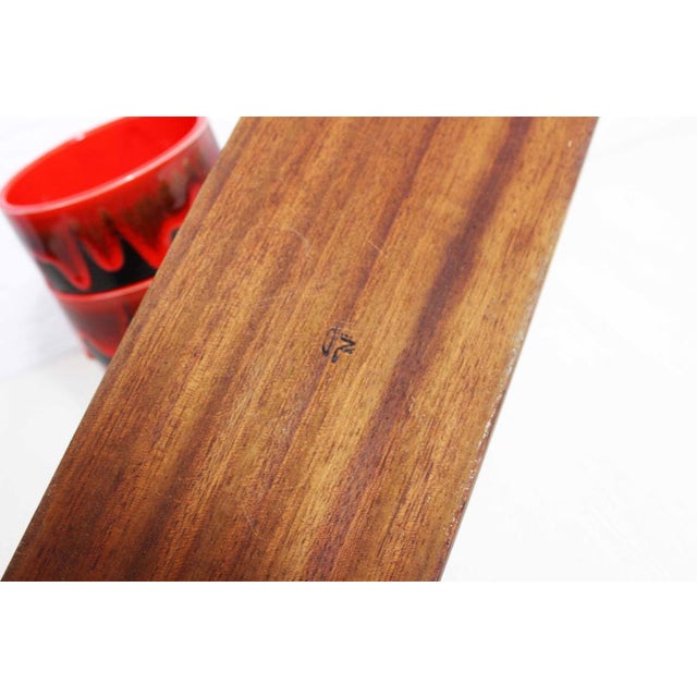 1960s Vintage Service Tray and Ramekins in Teak and Ceramic, 1960s, Set of 5 For Sale - Image 5 of 14