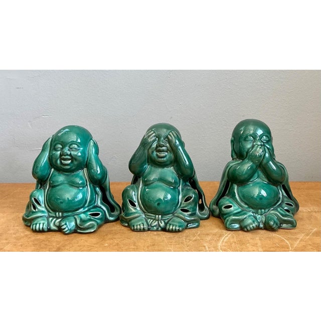 Vintage Ceramic Buddha Figurines - Set of 3 For Sale - Image 14 of 15
