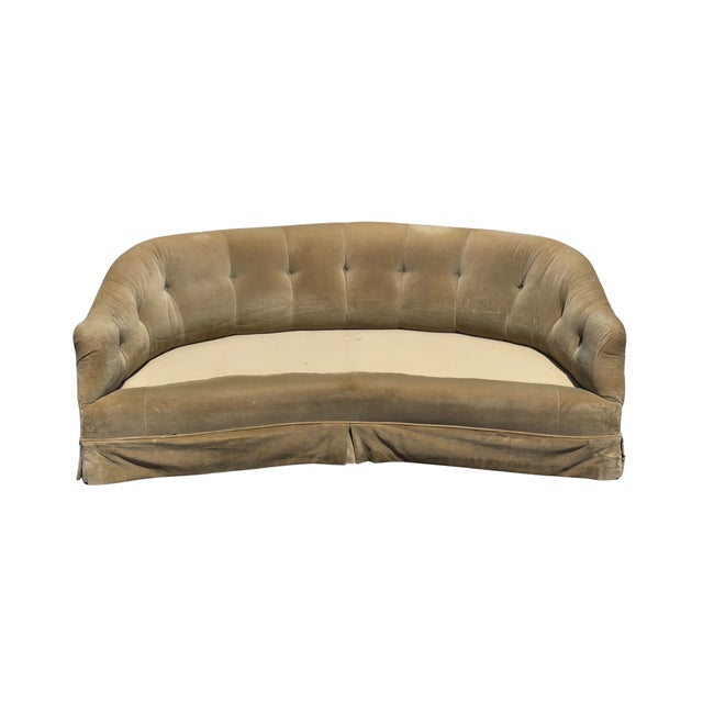 Make a sweeping statement with this Mid-Century Modern curved crescent sofa. Showcasing classic Hollywood Regency glamour,...