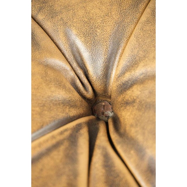 English Chesterfield Ottoman in Cowhide Leather on Wheels For Sale - Image 11 of 13
