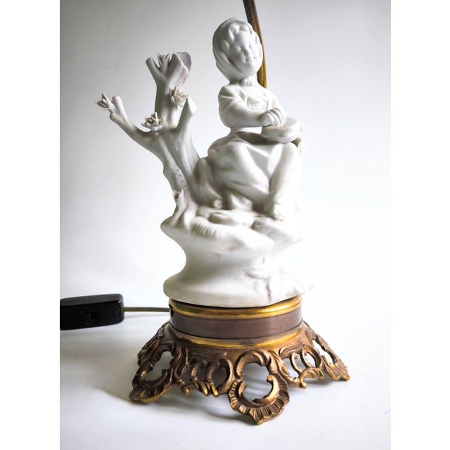 Bronze Mid 20th Century Bronze and Biscuit Porcelain Table Lamp For Sale - Image 8 of 15