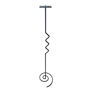 Wrought Iron Floor Candle Stand Spiral Zig Zag Candle Holder 40” Tall For Sale