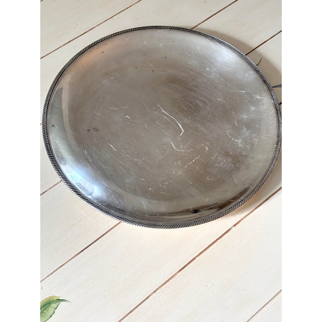 1970s 1940s 17" Large Silver Round Platter International Silver "Castleton #667” For Sale - Image 5 of 12