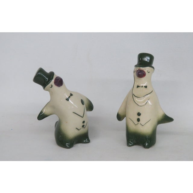 Vintage Ceramic Penguins in Tuxedos and Top Hats Salt and Pepper Shakers Pair 4494b For Sale - Image 10 of 17