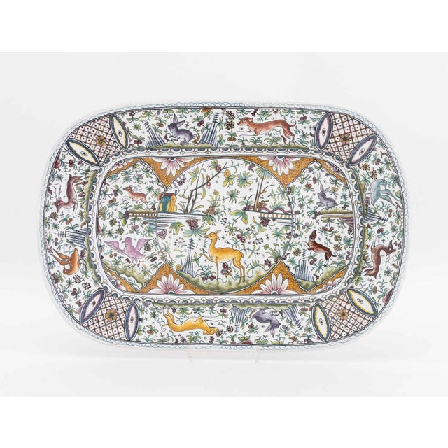 Set of Six Portuguese Meiselman Imports Porcelain Serving Platters, with all-over wildlife motif, comprising: three...