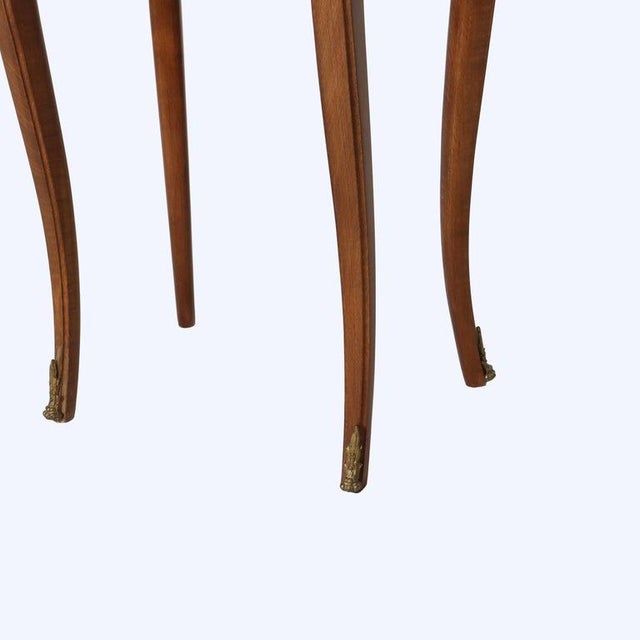 French Rosewood, Ormolu, Marquetry & Inlaid 2 Drawer Kidney Shaped Stand C1920 For Sale - Image 4 of 15