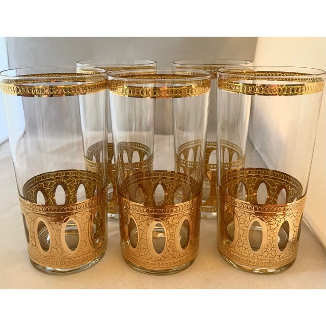 Glass 1960s Mid-Century Modern Culver "Antiqua" Highball Glasses - Set of 5 For Sale - Image 7 of 11
