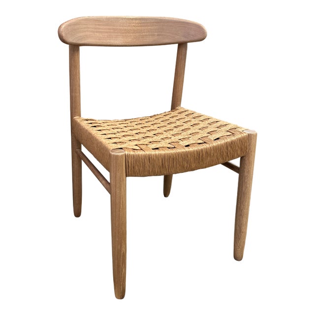 Blond Wood and Rush Seat Side Chair For Sale