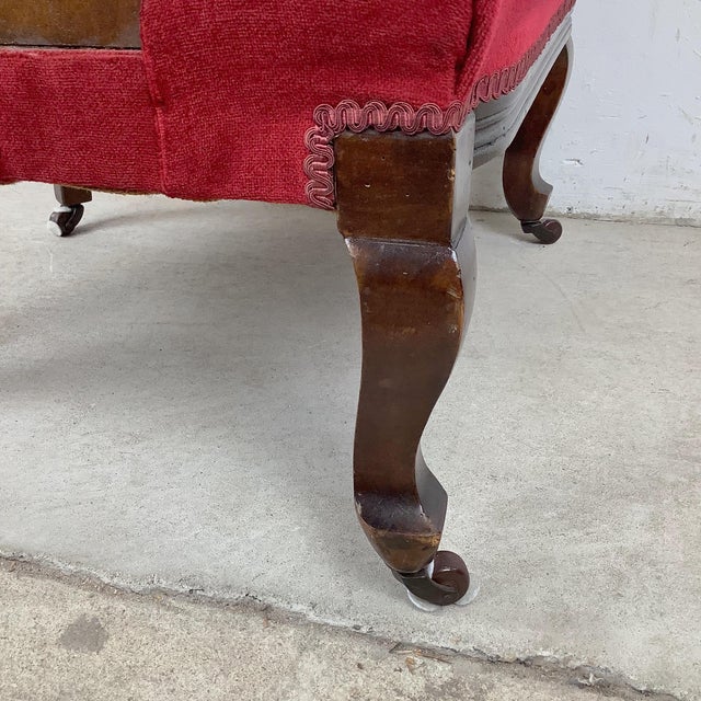 Vintage Empire Revival Upholstered Armchair With Casters For Sale - Image 11 of 12